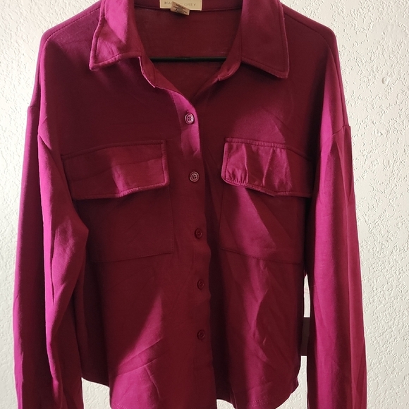Happily Grey Tops - Women's Button Down Shirt - Fuchsia